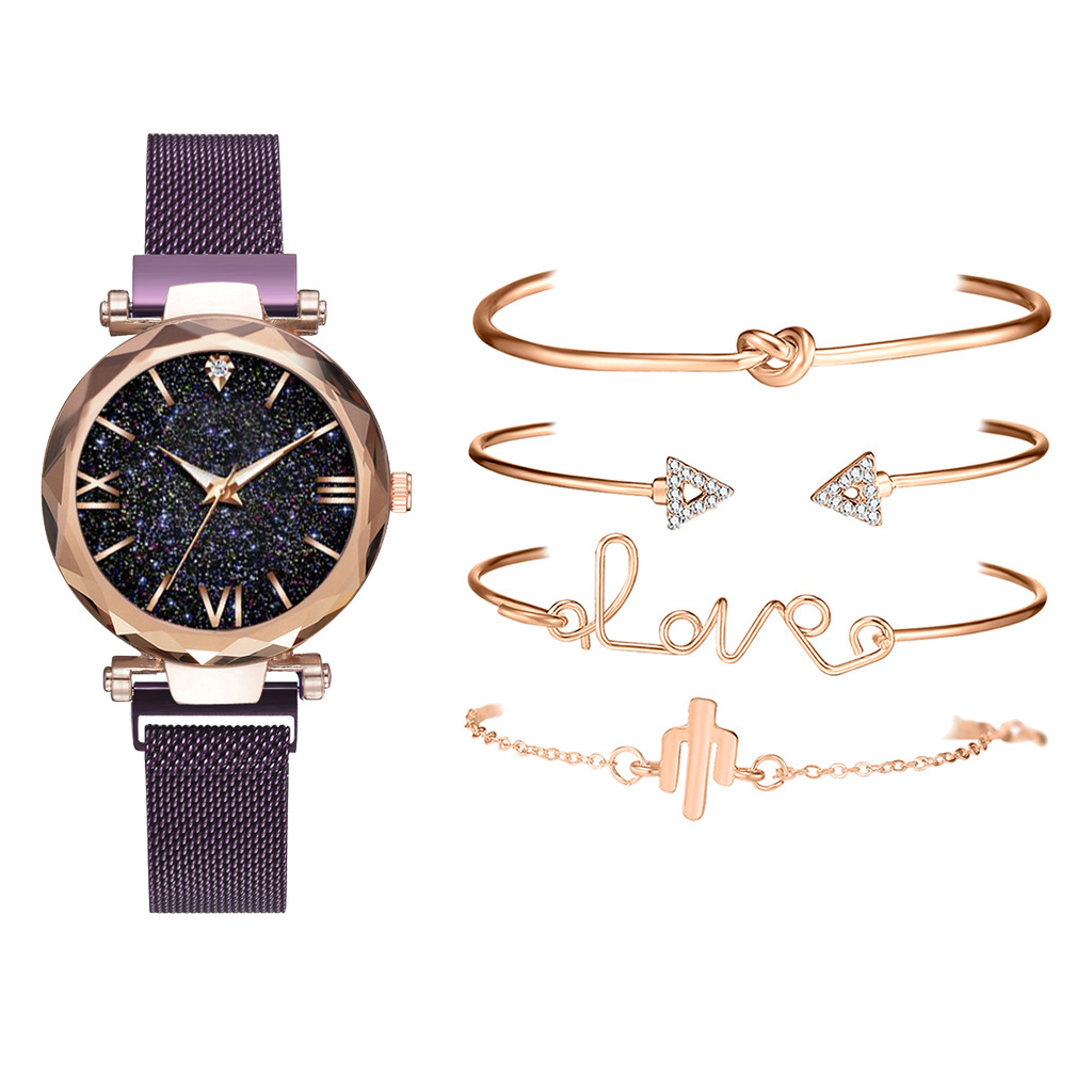 Starry Sky Watch and Bracelet Set for Women