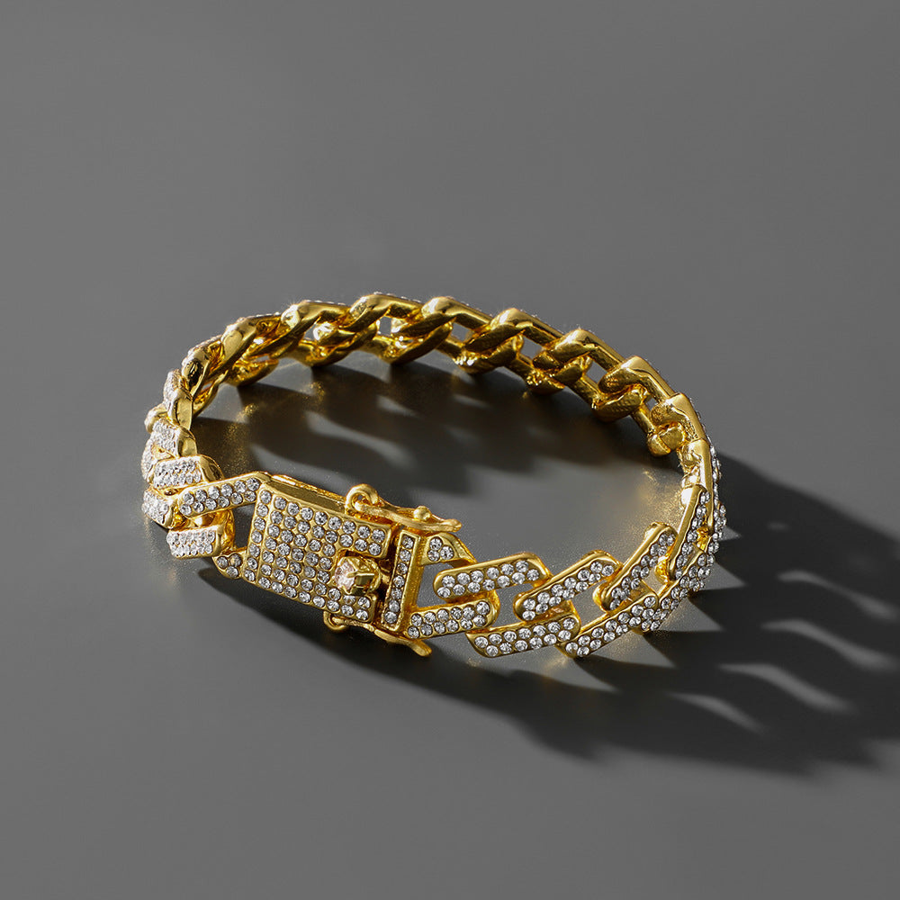Hip Hop Trend Full Diamond Cuban Link Bracelet for Men