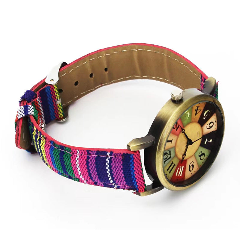 Fashionable Women's Quartz Watch with Denim Strap