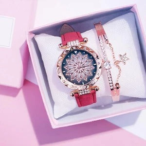 Fashionable Waterproof Women's Quartz Watch Set with Bracelet