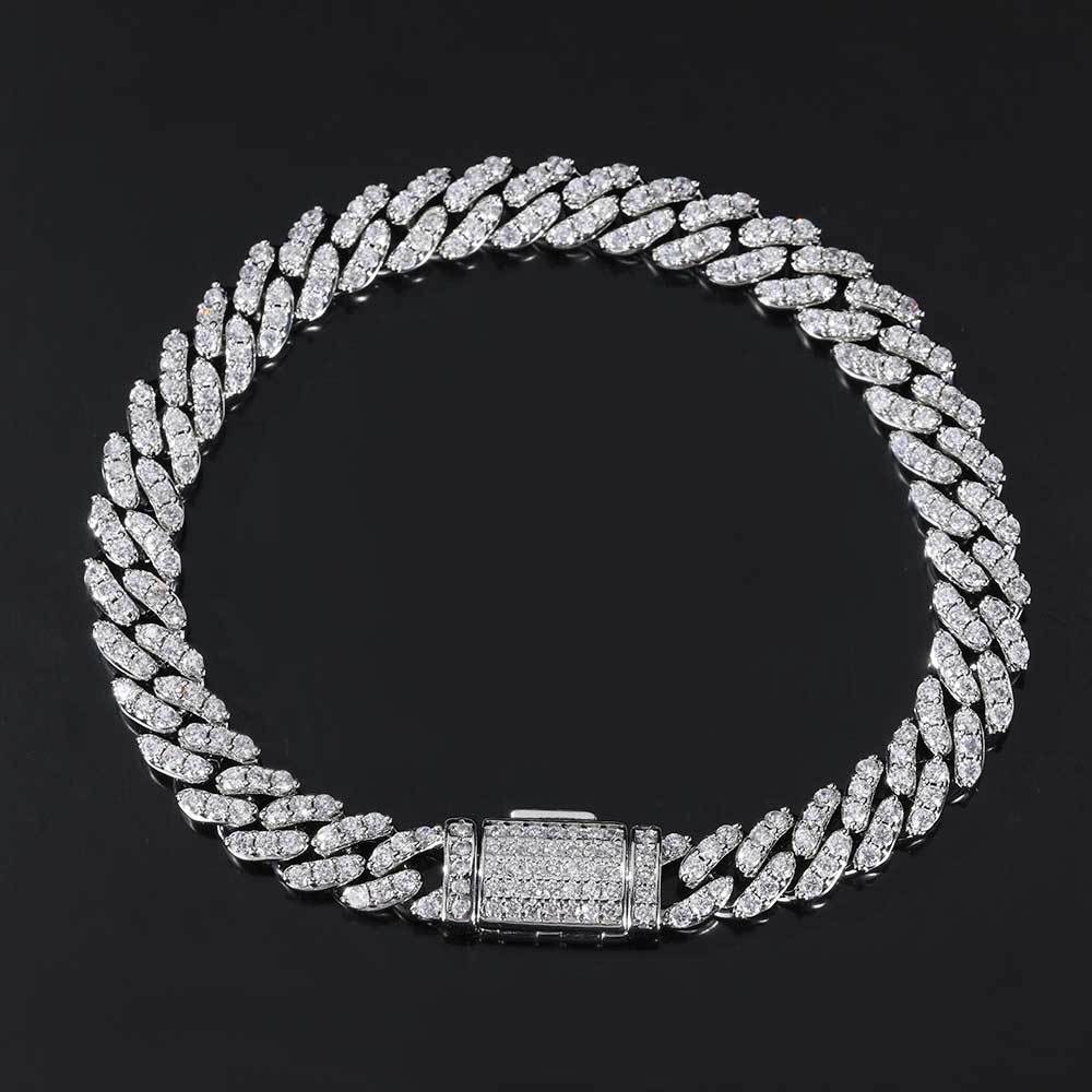 8mm Single Row Cuban Bracelet with Flip Buckle