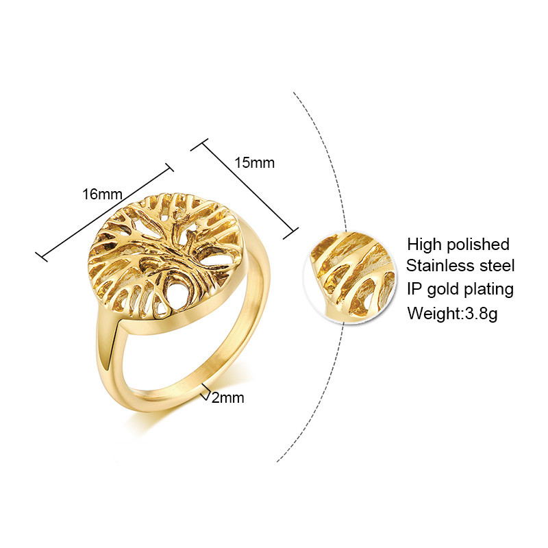 Versatile Stainless Steel Tree of Life Ring