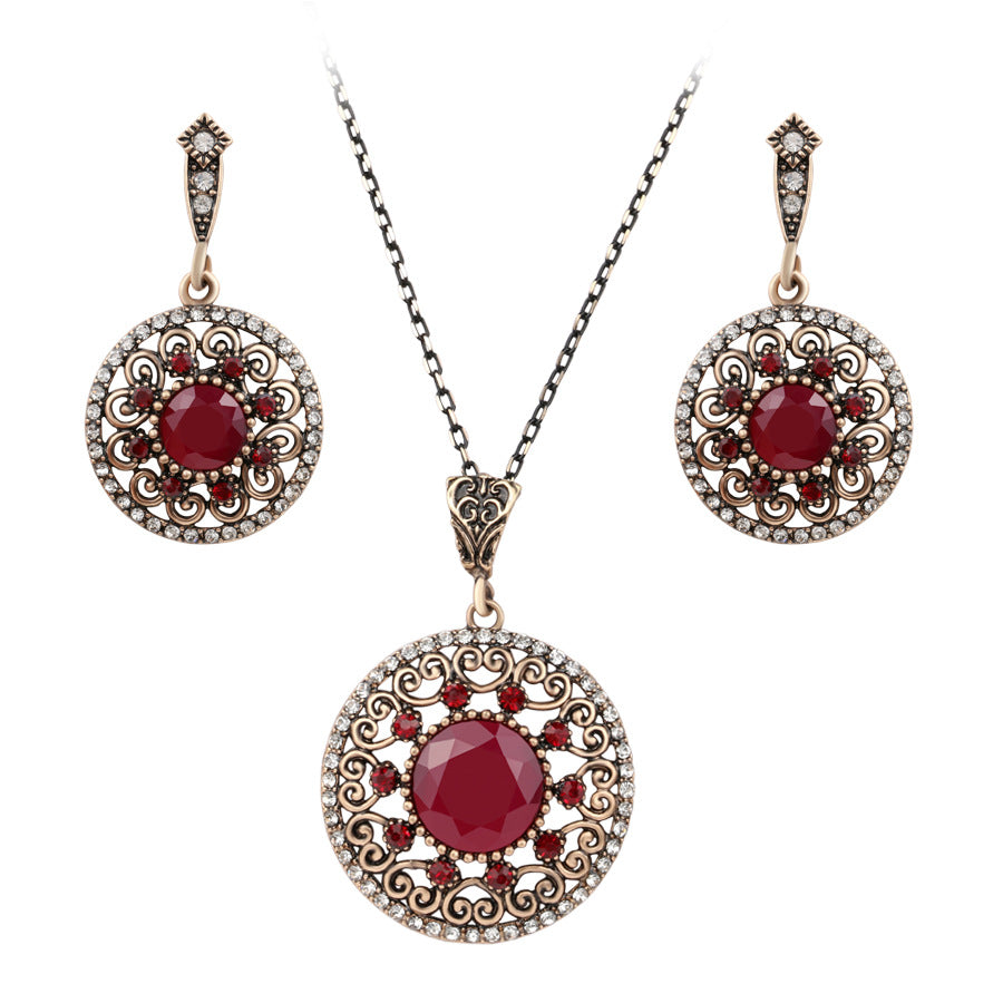 Bridal Set with Resin Rhinestone Necklace and Earrings