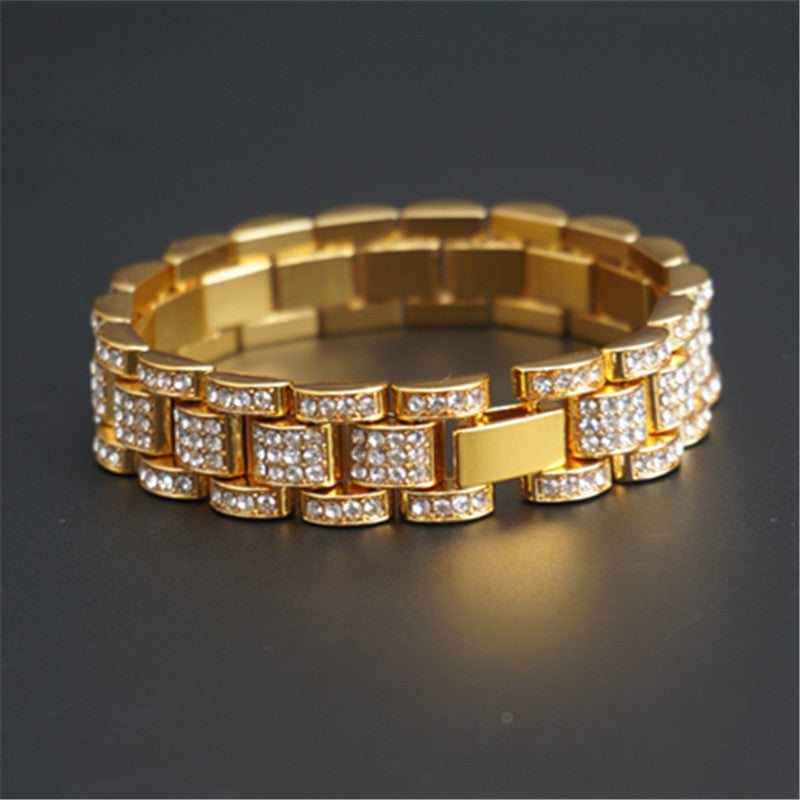 Hip Hop Men's Cuban Chain Bracelet and Watch Band