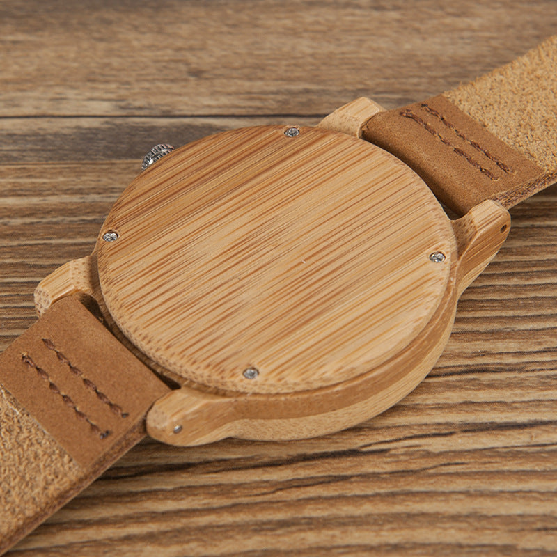 BOBO BIRD Bamboo Wooden Watch with Genuine Leather Strap