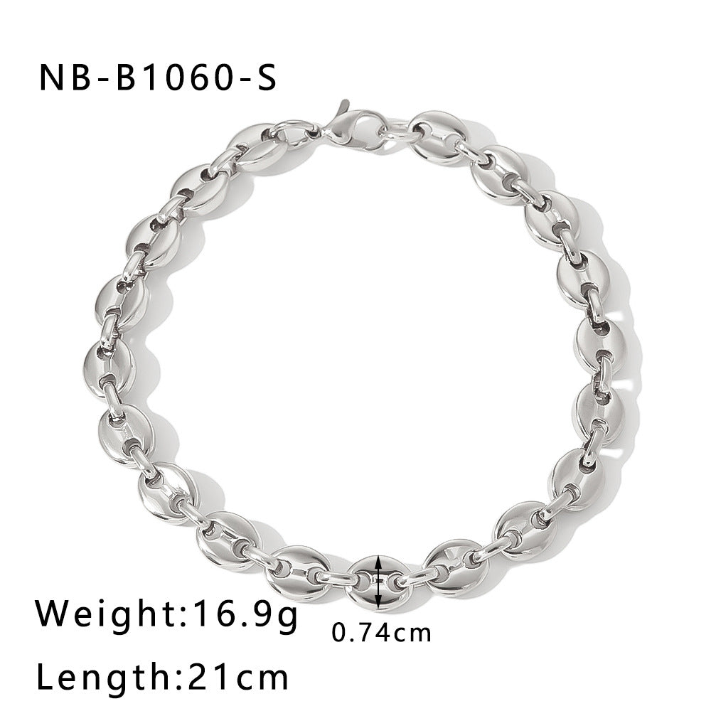 Hip Hop Style Stainless Steel Pig Nose Bracelet