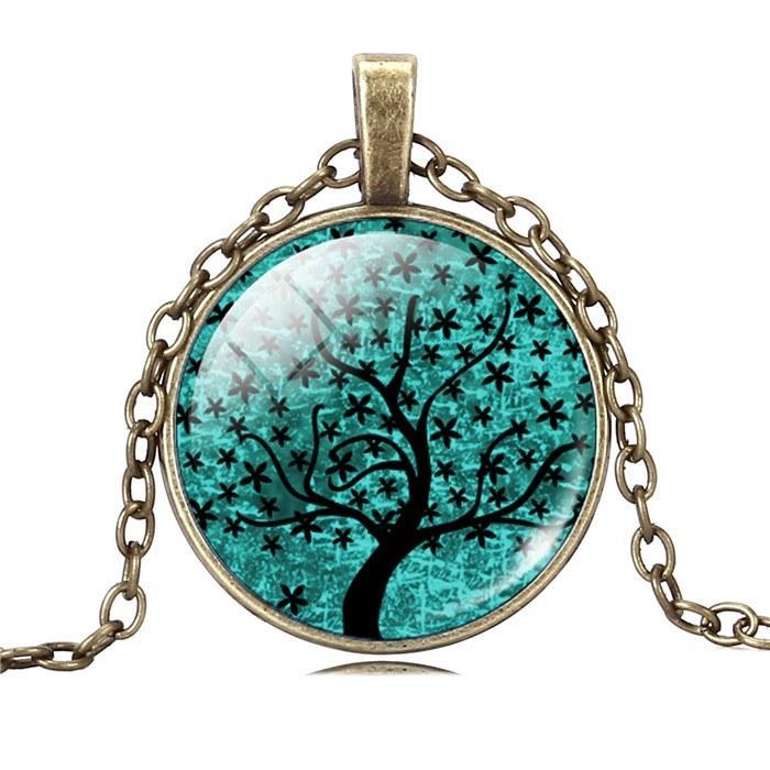 Tree of Life Necklace with Glass Art Pendant