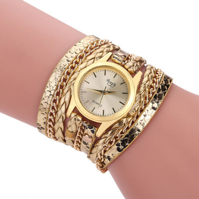 Women's Braided Bracelet with Trendy Watch Combo