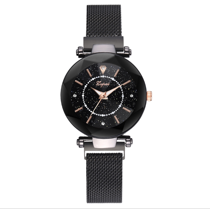 Magnetic Quartz Watch with Starry Sky and Mesh Band