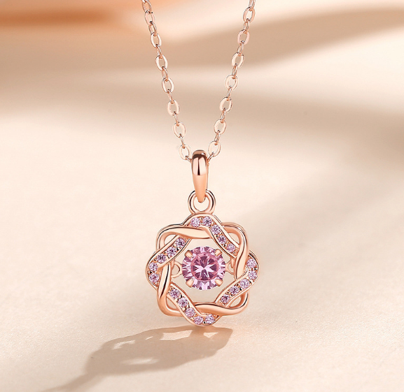 S925 Silver Necklace with Sparkling Heart Pendant