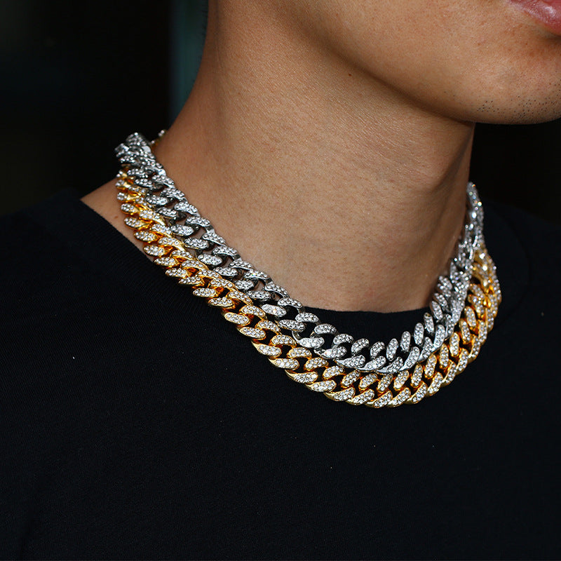 Hip-Hop Alloy Necklace with 12mm Wide Butterfly Clasp