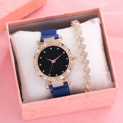 Starry Diamond Women's Watch and Bracelet Gift Set