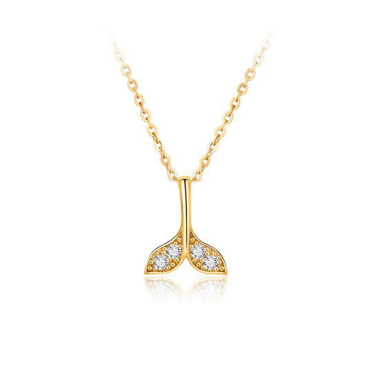 Fish Tail Mermaid Necklace in 18K Gold, Chic Design