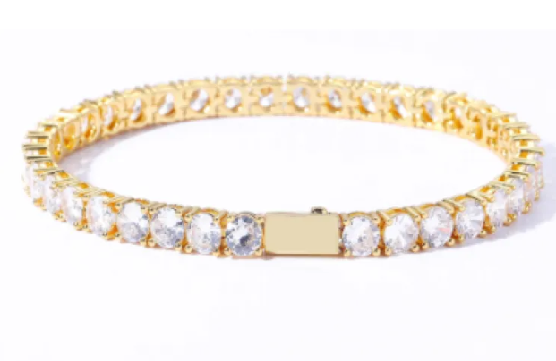 Hip Hop Spring Buckle Single Row Tennis Chain Bracelet