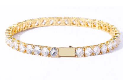 Hip Hop Spring Buckle Single Row Tennis Chain Bracelet