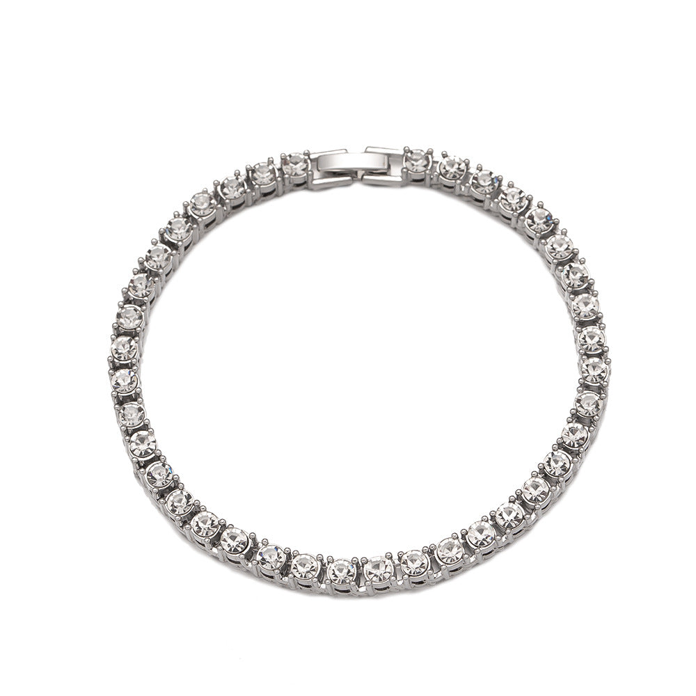 Diamond Studded Single Row Punk Cuban Bracelet for Women