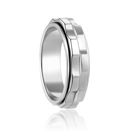 LuckyAmor Fidget Rings For Anxiety For Women Spinning Anxiety Ring Stainless Steel Fidgets Two Gear Fidget Ring High Polish Anxiety Ring for Women Men Wedding Band Gifts Jewelry Size 6-10