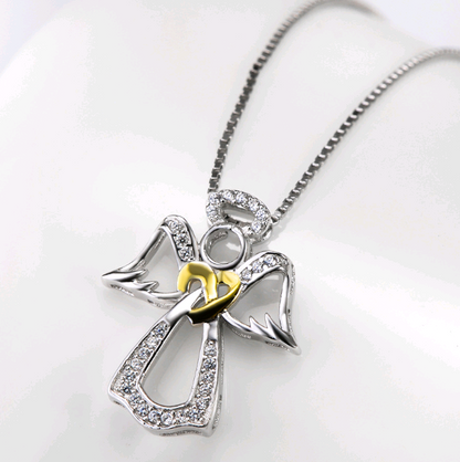 S925 Silver Heart Shaped Pendant Necklace with Diamonds