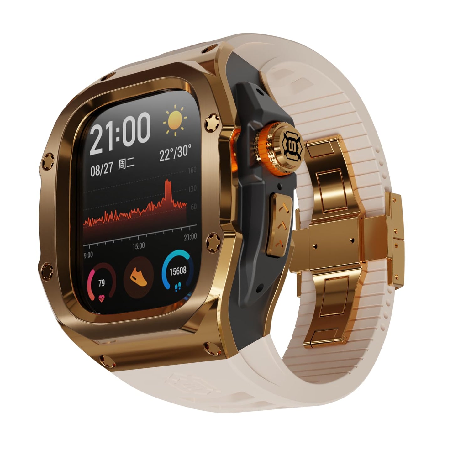 VeveXiao Rugged Case with Band Compatible with Apple Watch Ultra bands 49mm Metal Protective Cover Case with Silicone Strap Shockproof Bumper for iWatch Ultra 49mm Mens Womens Strap (gold White)