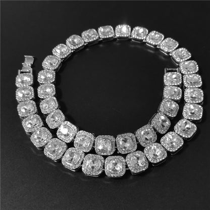 Hip Hop Men's Square Zirconia Pendant Necklace