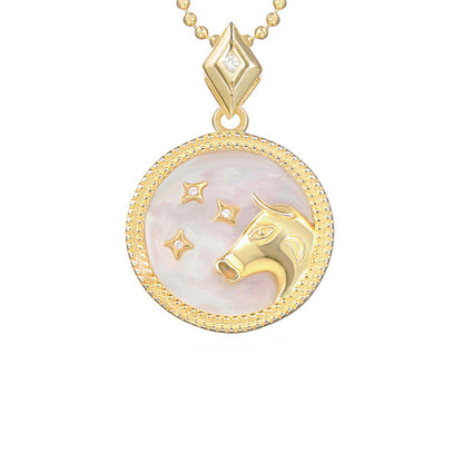 925 Silver Zodiac Necklace with Mother of Pearl Pendant