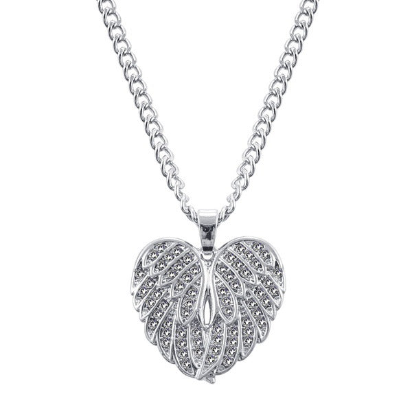 Angel Wing Pendant Necklace with Heart Shaped Design