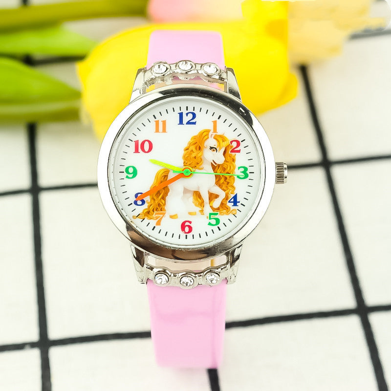 Unicorn Kids Belt Watch with Cartoon Design and Quartz Movement