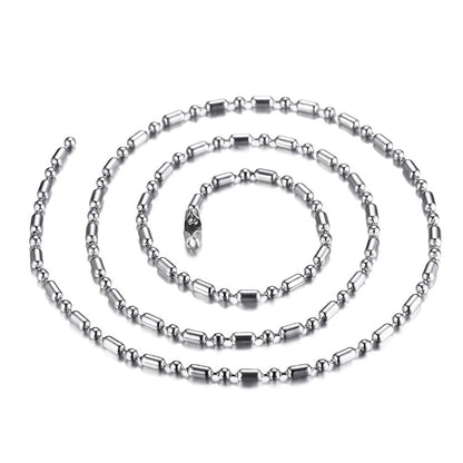 SINLEO Stainless Steel Bead Ball Chain Necklace for Men Women Silver Bamboo Dog Tag Link Chains 3mm 24 Inches