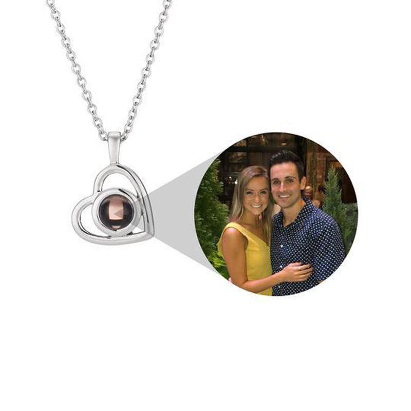 S925 Silver Heart Necklace with Custom Photo Pendant