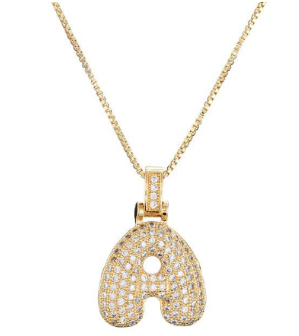 18K Gold Plated Initial Necklace with Gemstones (One Piece)