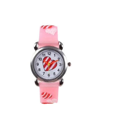 Kids' Quartz Watch with Heart Design and Cartoon Style