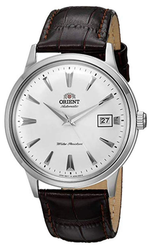 Orient Mens Hand-Winding Automatic Japanese Stainless Steel Leather Wrist Watch for Men with Date Display - Luxury 2nd Gen Bambino Version I - 40.5mm Case Diameter