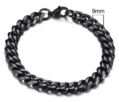 Stainless Steel Gold Plated Cuban Chain Bracelet for Men, Six-Sided 3-11mm