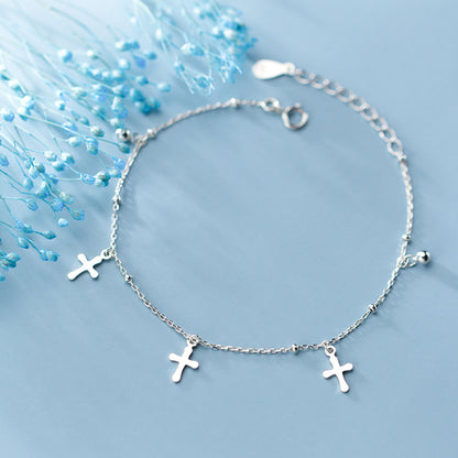 Ailuoqi S925 Silver Bracelet with Cross Charm