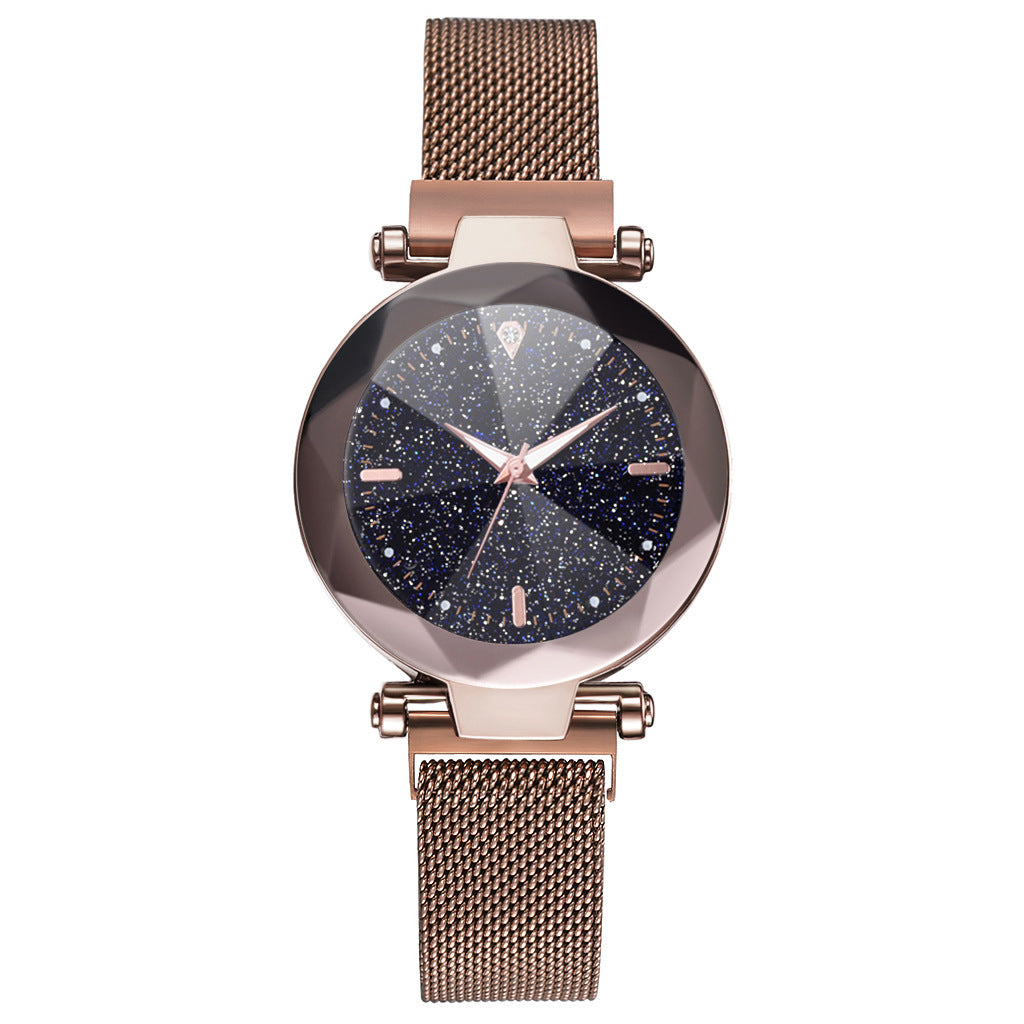 Fashionable Starry Sky Quartz Watch with Milanese Band