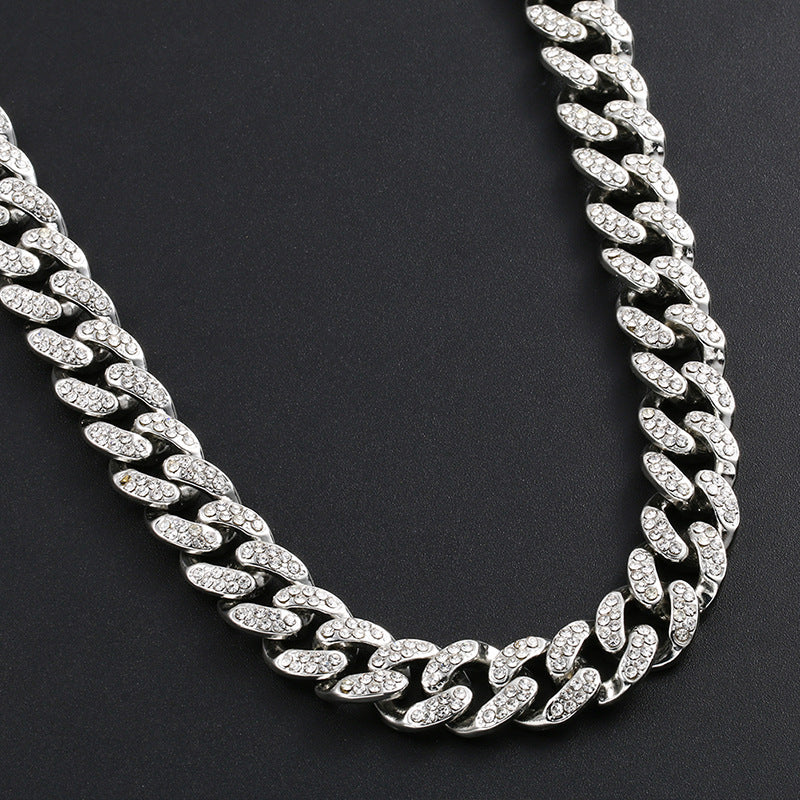 Hip-Hop Alloy Necklace with 12mm Wide Butterfly Clasp