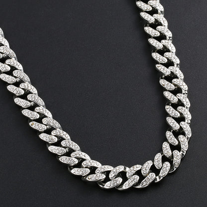 Hip-Hop Alloy Necklace with 12mm Wide Butterfly Clasp