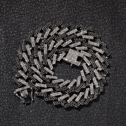 15mm Cuban Link Chain with Diamond Design for Hip-Hop