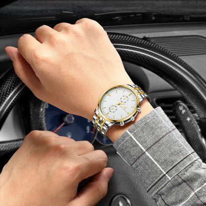 Men's Steel Band Quartz Watch with Scale
