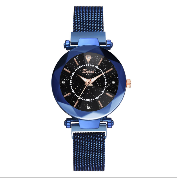 Magnetic Quartz Watch with Starry Sky and Mesh Band