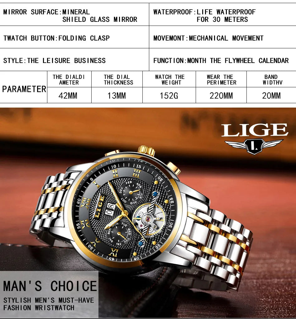 Automatic Mechanical Waterproof Business Watch