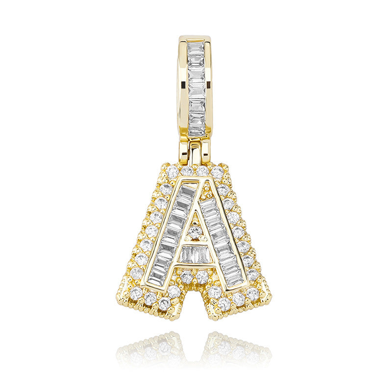 Custom Hip Hop Letter Necklace with Zircon Pendant