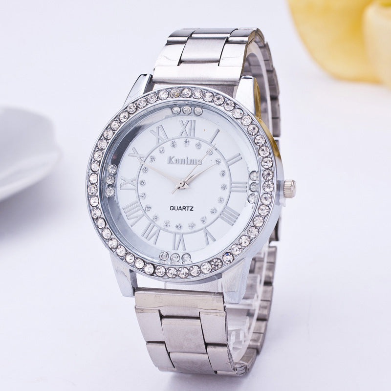 Diamond-Studded Mesh Women's Steel Casual Watch