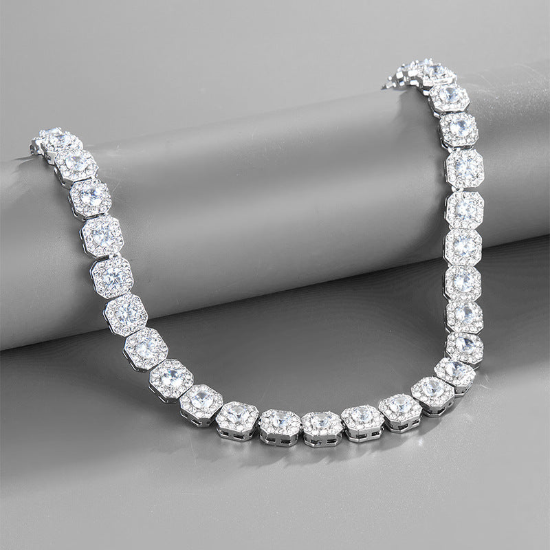 Square Zircon Rock Candy Clavicle Chain Necklace