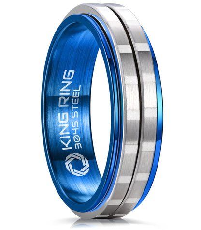 King Ring 6mm Slim Spinner Ring – Fidget Ring for Men & Women K17 – Blue 11