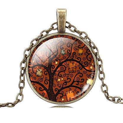 Tree of Life Necklace with Glass Art Pendant