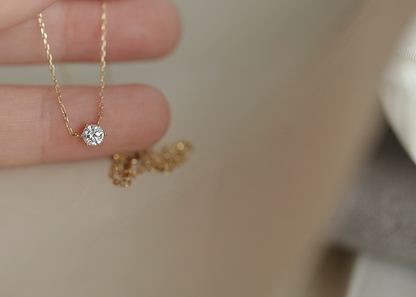 S925 Silver Plated 14K Gold Pendant Necklace with Zircon