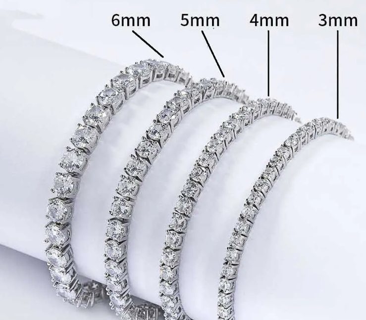 Hip Hop Spring Buckle Single Row Tennis Chain Bracelet