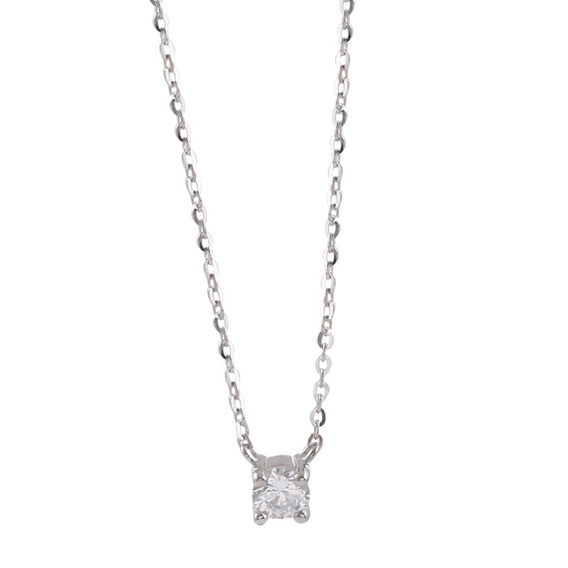 Minimalist 925 Silver Diamond Necklace for Women