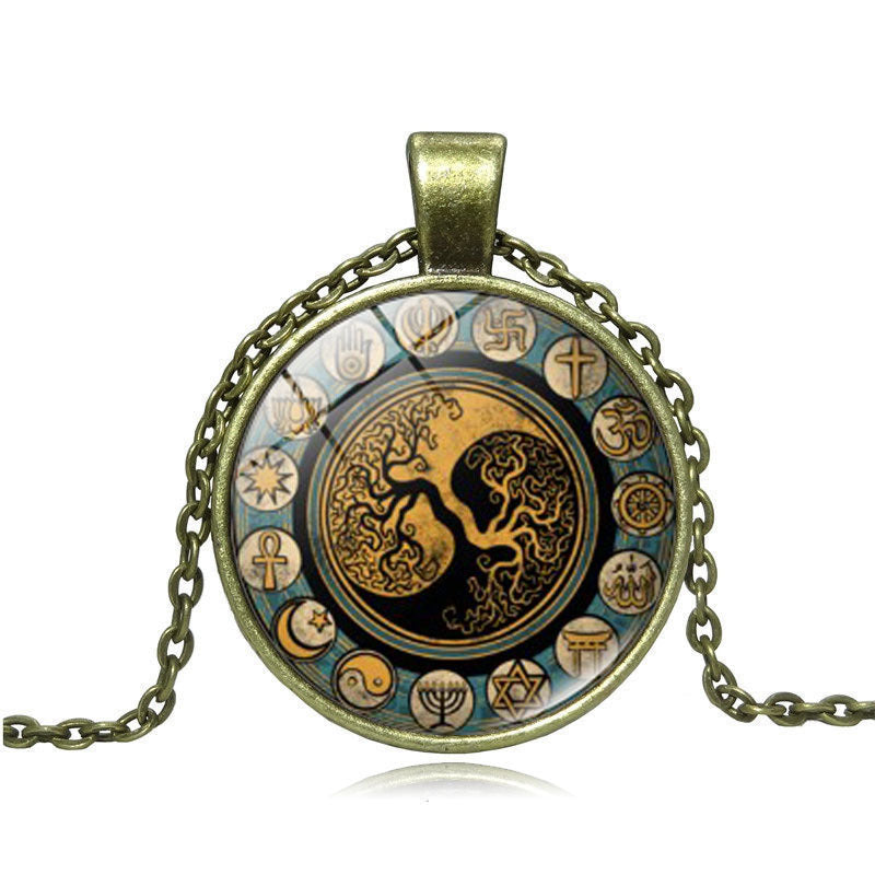 Tree of Life Pendant Necklace with Bagua Design